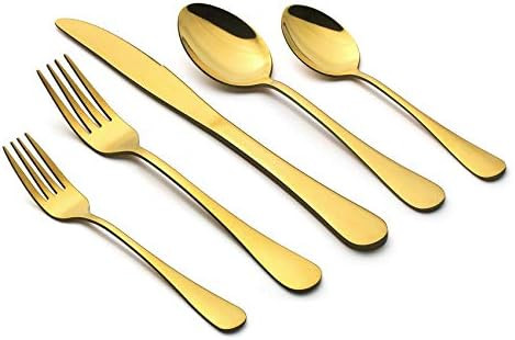 Gold Silverware Set, LIANYU 20 Piece Stainless Steel Flatware Cutlery Set for 4, Gold Mirror Fini... | Amazon (US)