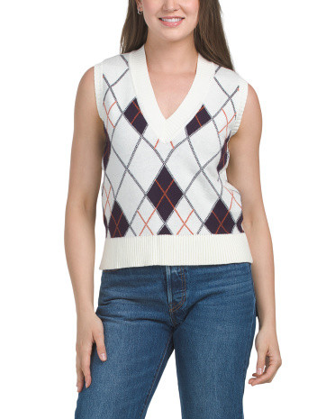 Mara Argyle V-neck Sweater Vest | TJ Maxx