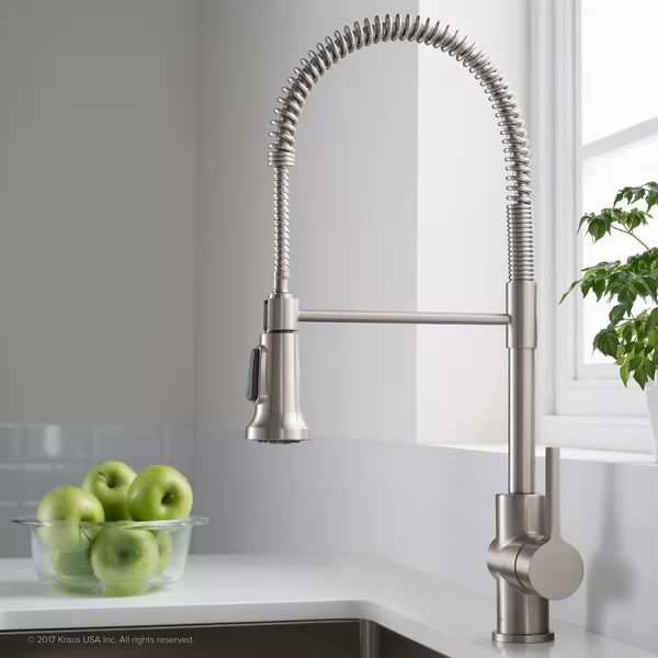 Britt Single Handle Pull-down Kitchen Faucet with Sprayer Function and Deck Plate | Wayfair North America