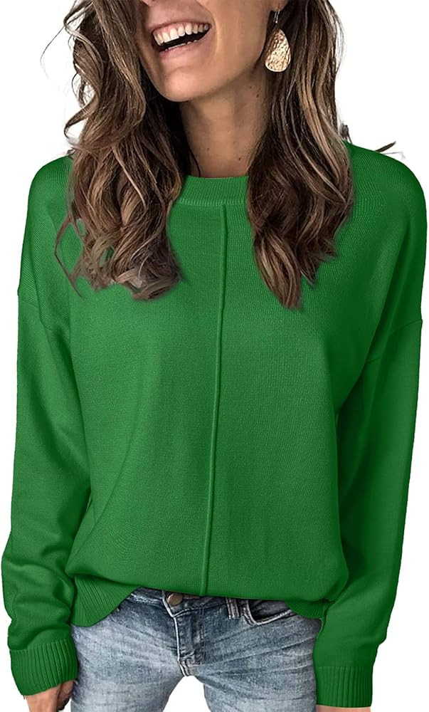 EVALESS Womens Fall Sweaters 2024 Fashion Crewneck Long Sleeve Pleated Knitted Casual Pullover To... | Amazon (US)