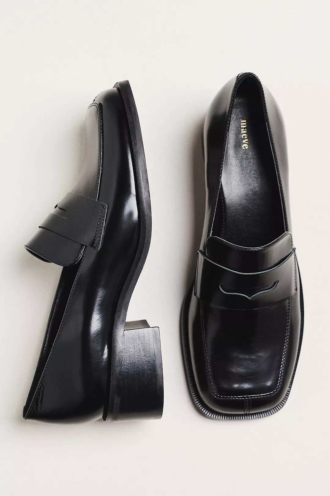 Maeve Square-Toe Loafer Heels | Anthropologie (US)