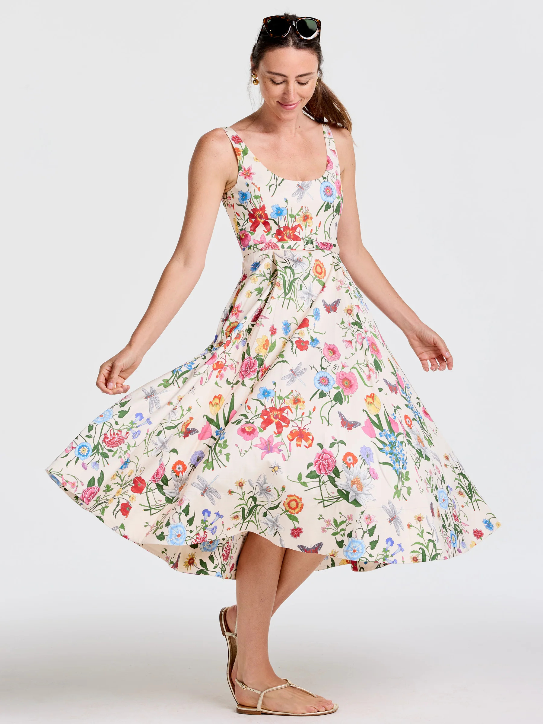 Off_White/Multi Dragonfly Garden Charlotte Dress | Women's Dresses | J.McLaughlin | J.McLaughlin