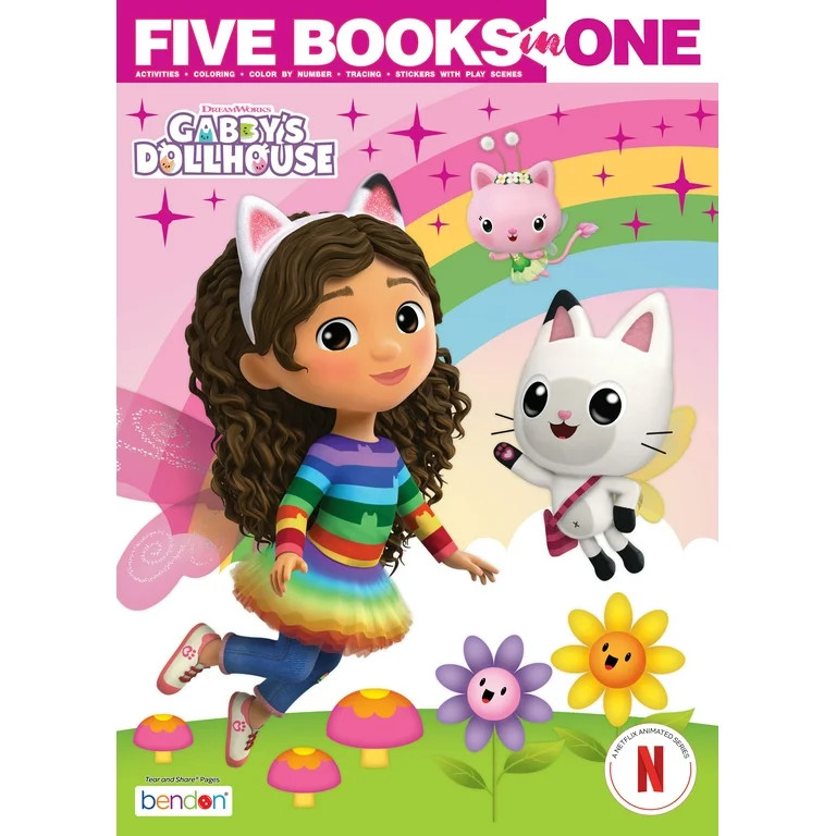 Gabby's Dollhouse 144-Page 5-in-1 Coloring Book, Paperback, by Bendon | Walmart (US)