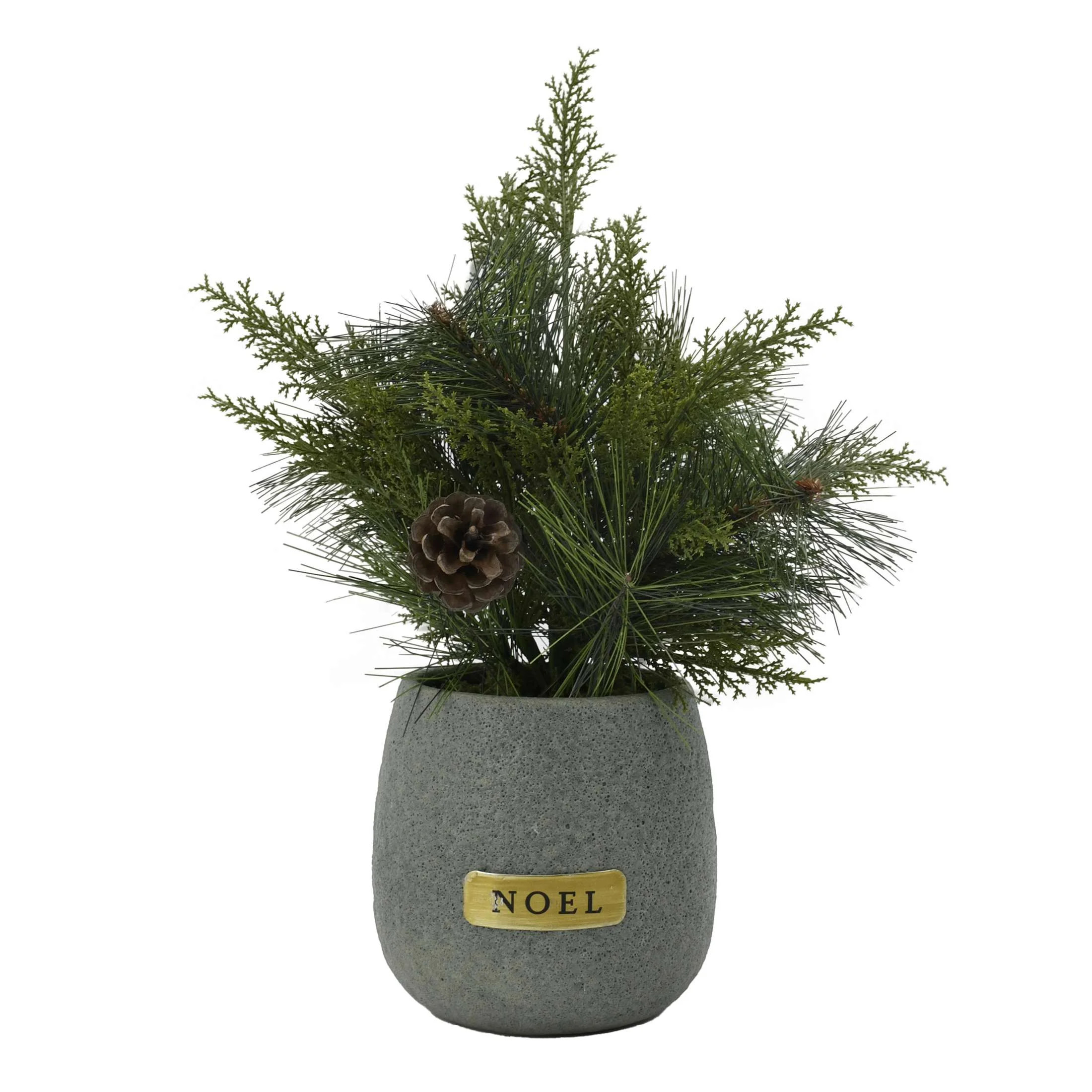 Holiday Time Resin Green 12 Inches Christmas Potted Greenery Decor 1 Piece | Walmart (US)