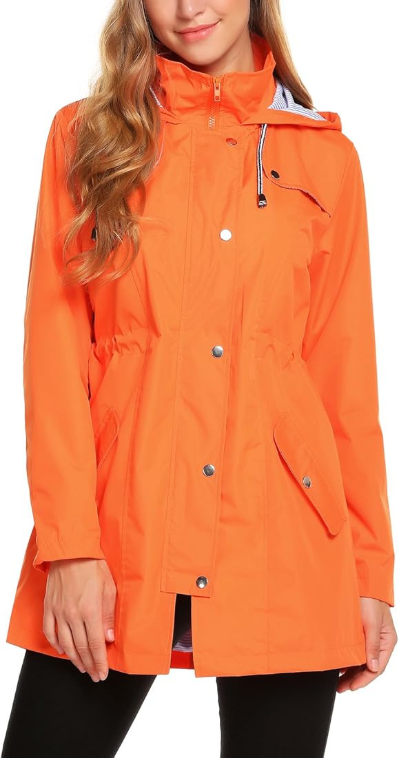 ZHENWEI Womens Lightweight Hooded Waterproof Active Outdoor Rain Jacket S-XXL | Amazon (US)