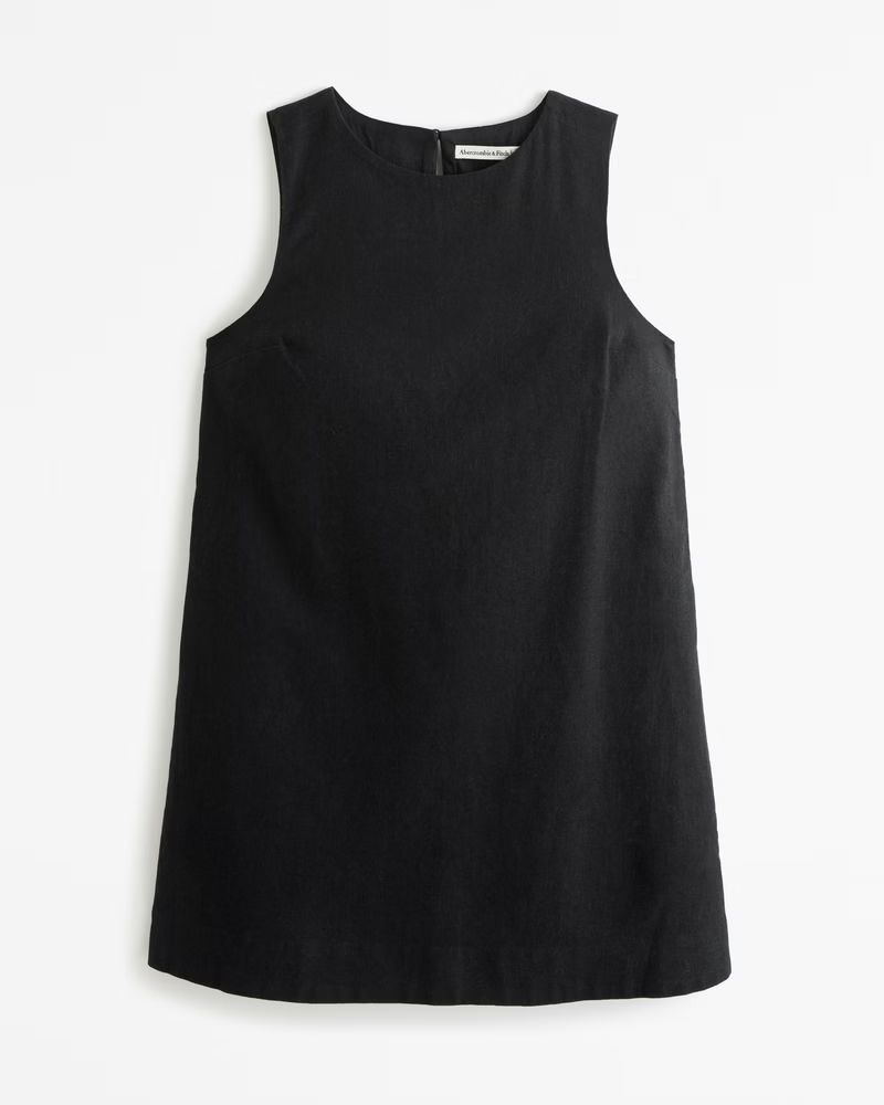 Women's High-Neck Linen-Blend Mini Dress | Women's New Arrivals | Abercrombie.com | Abercrombie & Fitch (US)