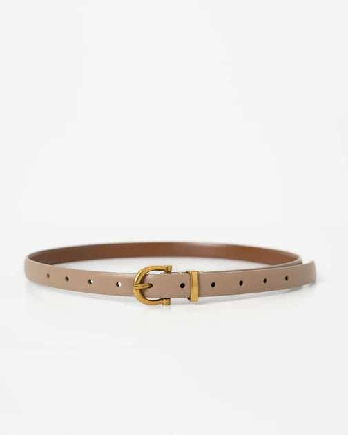 Maxine Gold Buckle Leather Belt - Taupe | VICI