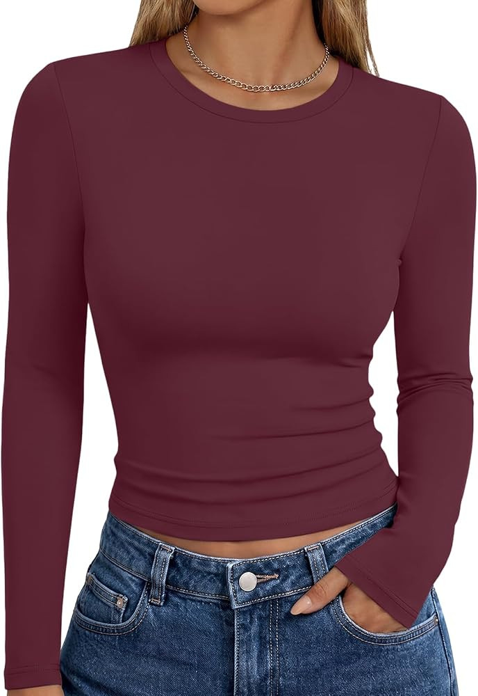 Trendy Queen Womens Long Sleeve T Shirts Fall Fashion Basic Y2K Tops 2026 | Amazon (US)