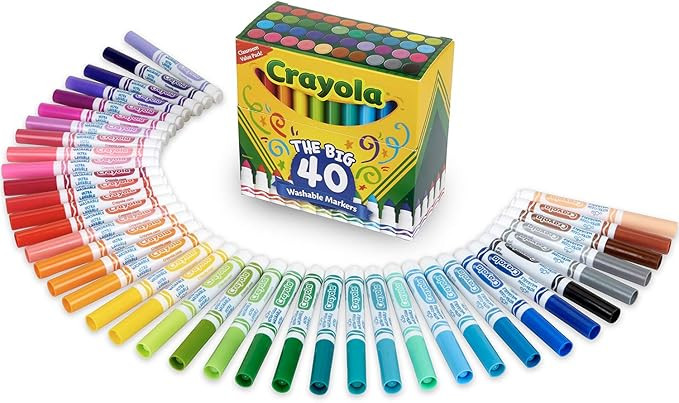 Amazon.com: Crayola Ultra Clean Washable Markers For School, Back To School Gifts For Kids, 40 Cl... | Amazon (US)