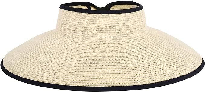 Sun Hats for Women Fashionable Womens Wide Brim Hat Roll-up Straw Sun Visor Hat | Amazon (US)