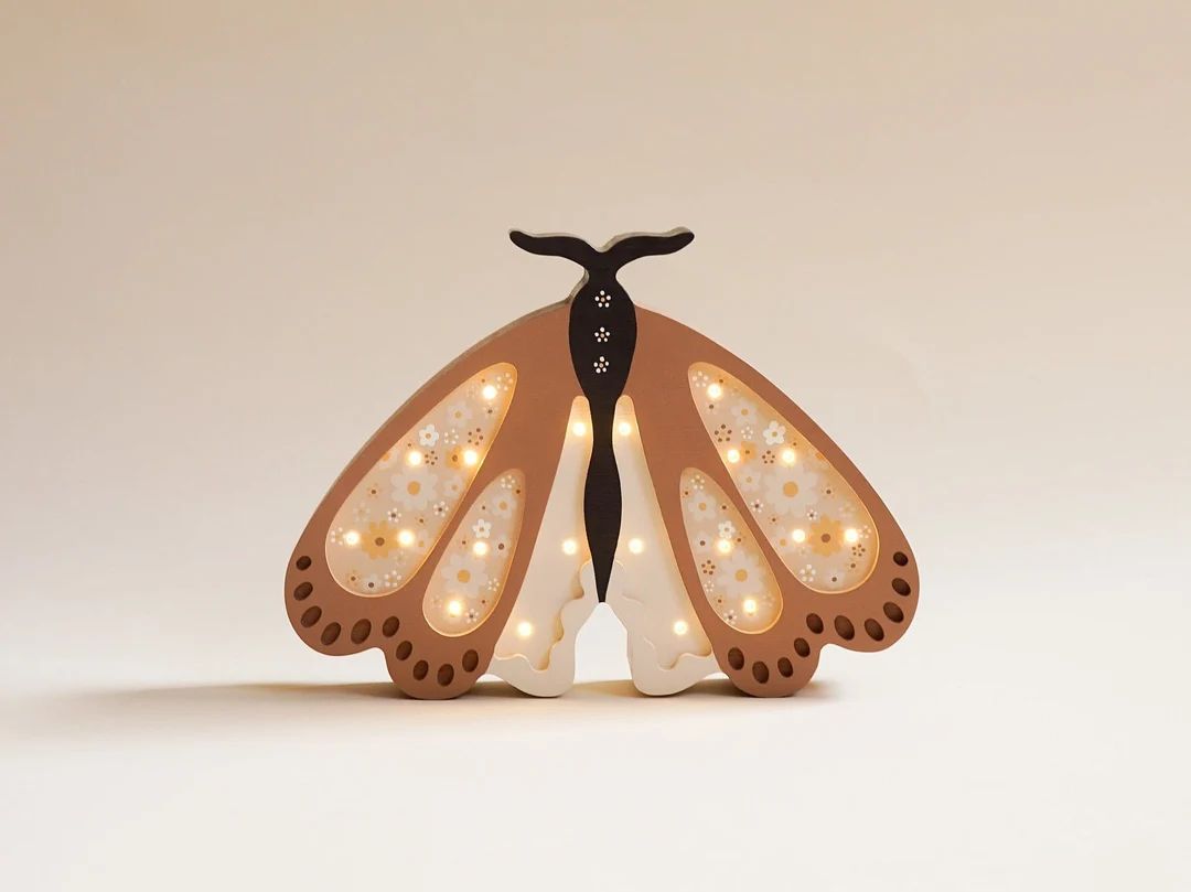 Moth Wooden Table Lamp, Kids Night Light, Personalized Kid's Room Decor, Nursery Lamp, Christmas ... | Etsy (US)