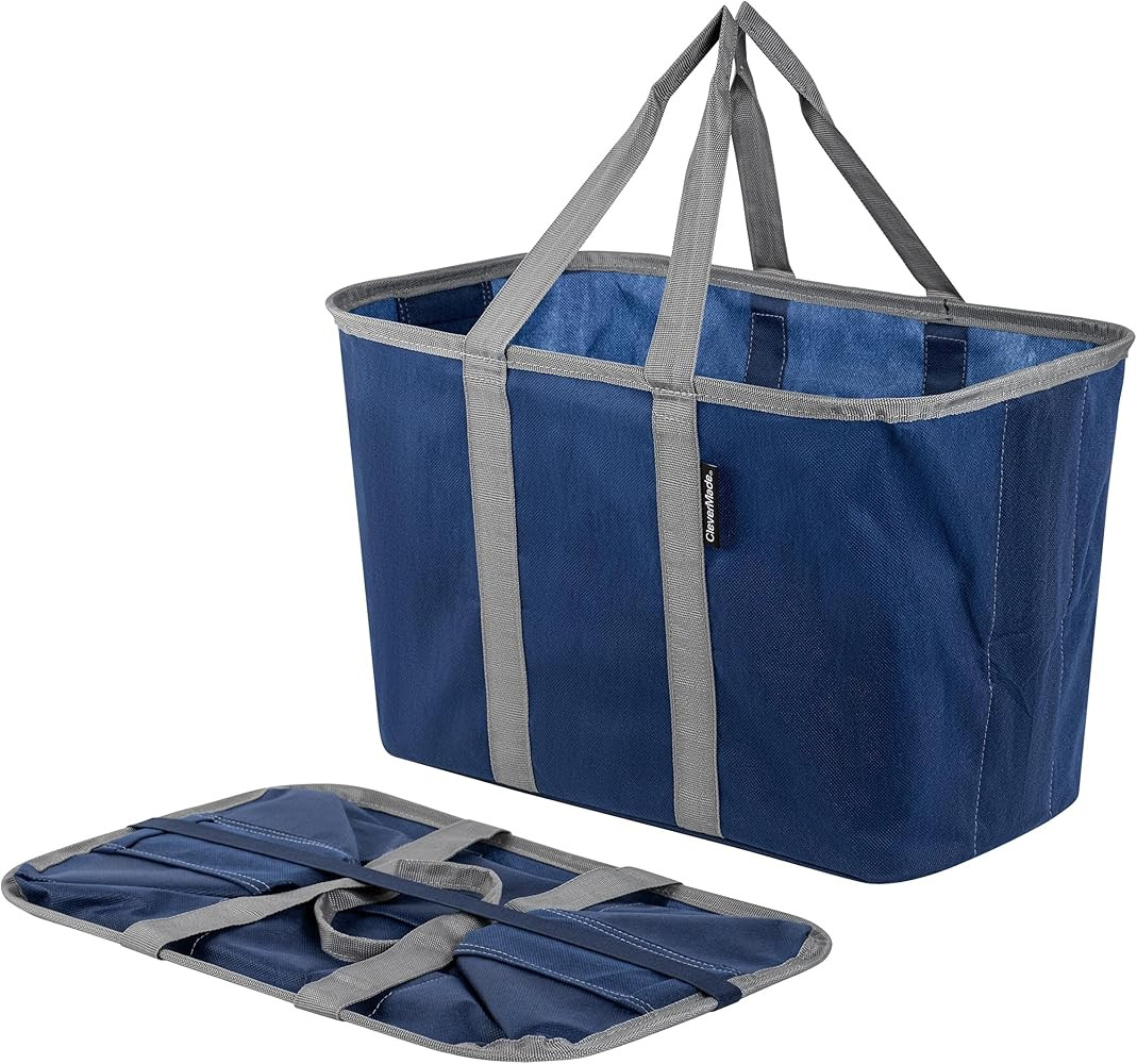 CleverMade EcoBasket Reusable Grocery Tote - Collapsible Storage Shopping Organizer - Heavy Duty ... | Amazon (US)
