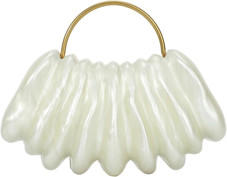 Oweisong Shell Clutch Purse for Women Formal Acrylic Handbag Wedding Bride Evening Bag Unique Cha... | Amazon (US)