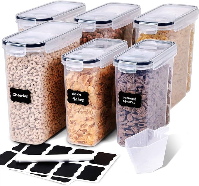 Cereal Container Set - 6 Piece Airtight Large Dry Cereal Storage Containers(135.2oz), BPA Free Di... | Amazon (US)