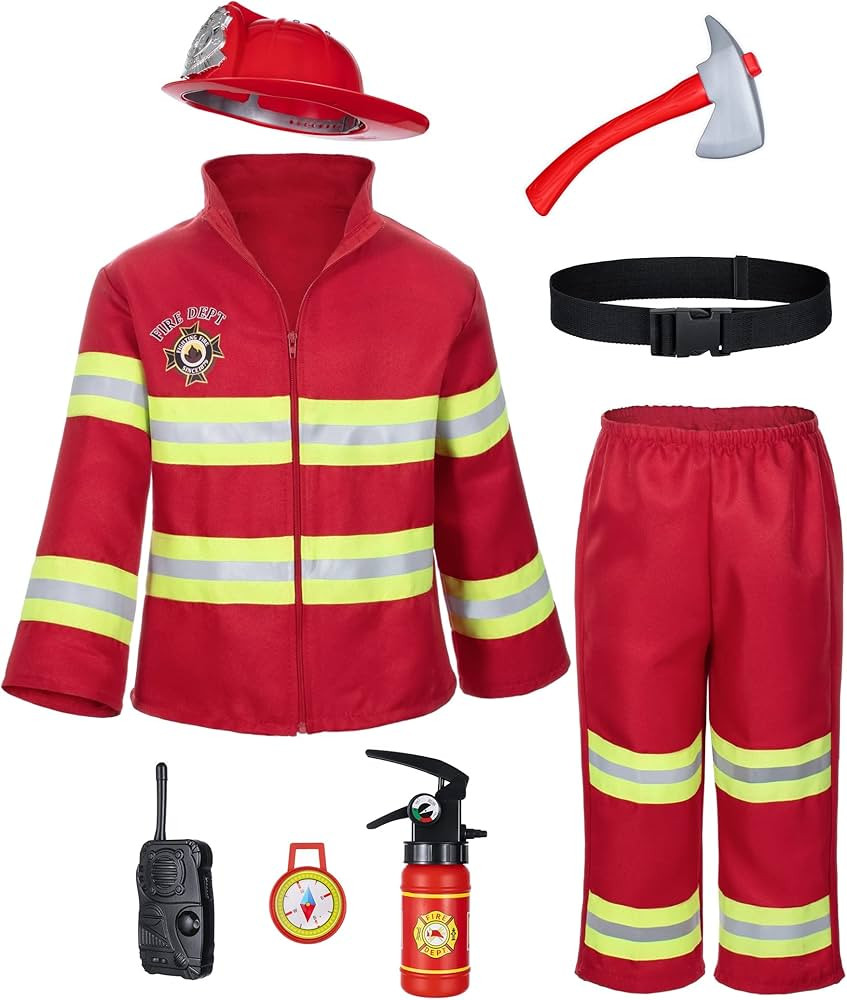 Kid's Fireman Firefighter Costume Toys with Complete Accessories for Boys and Girls Birthday Hall... | Amazon (US)