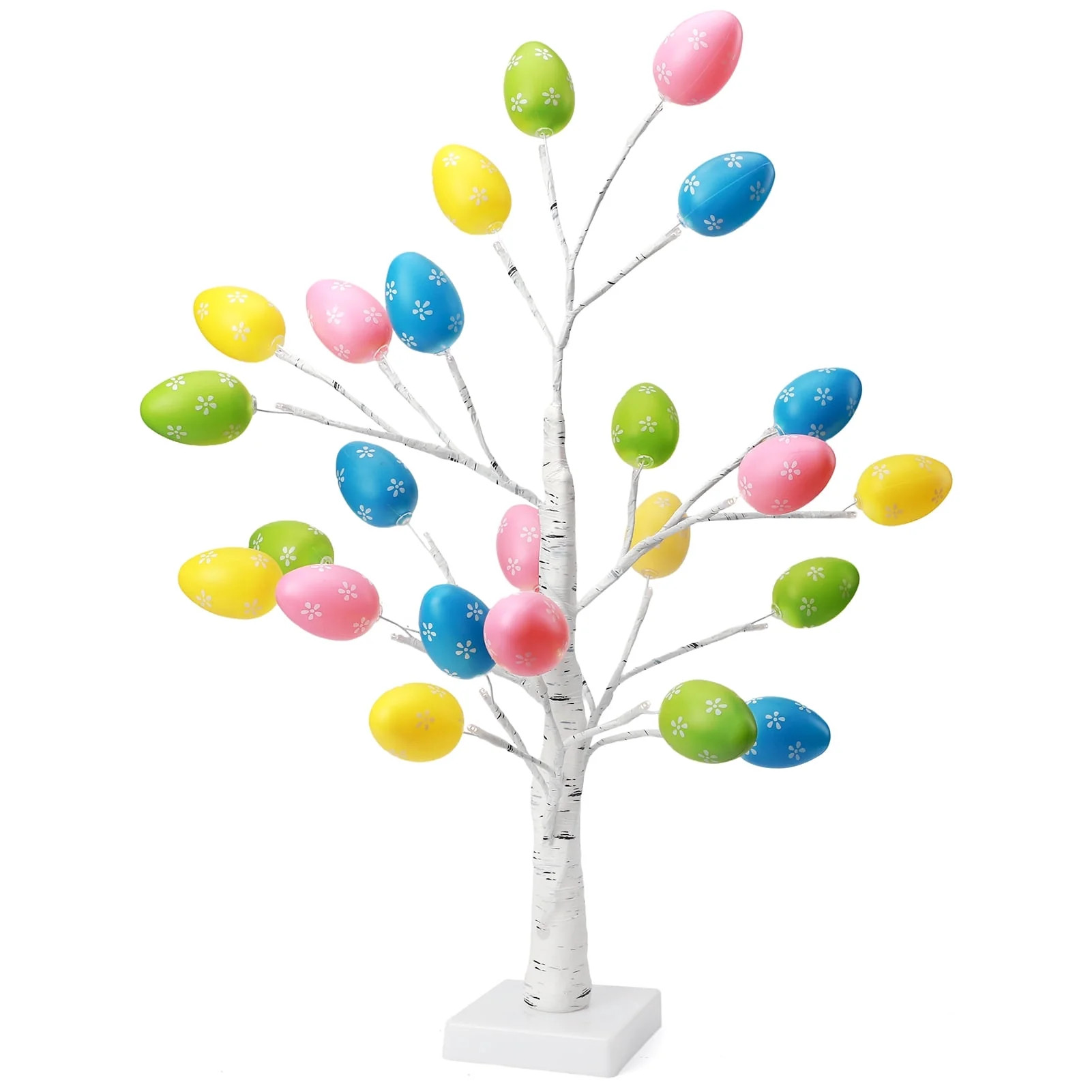 Ayieyill Lighted Easter Egg Tree Tabletop 21 inch Artificial Birch Tree Lights Include 24 Pieces ... | Walmart (US)