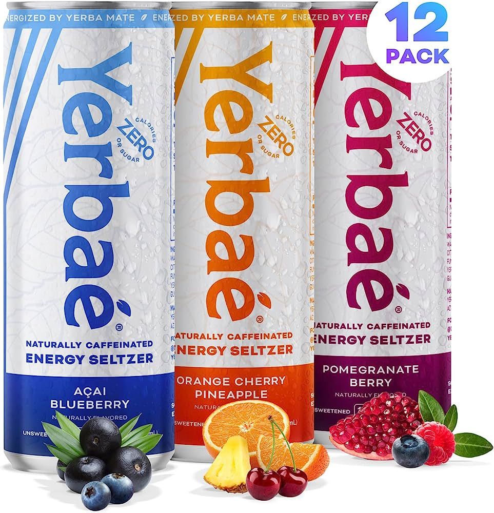 Yerbae Energy Seltzer - Variety Performance Pack, 0 Sugar, 0 Calories, 0 Carbs, Energized by Yerb... | Amazon (US)