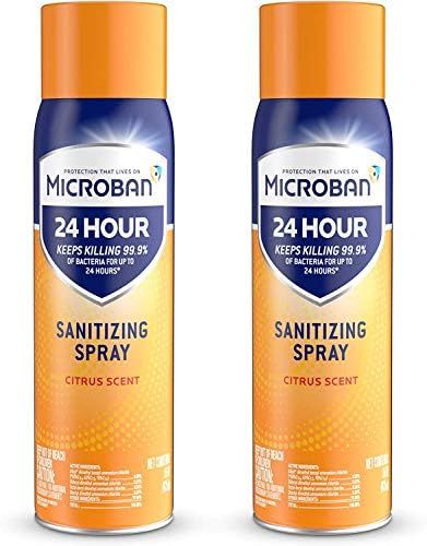 Microban 24 Hour Disinfectant Sanitizing Spray, Citrus Scent, 2 Count, 15 fl oz Each | Amazon (US)