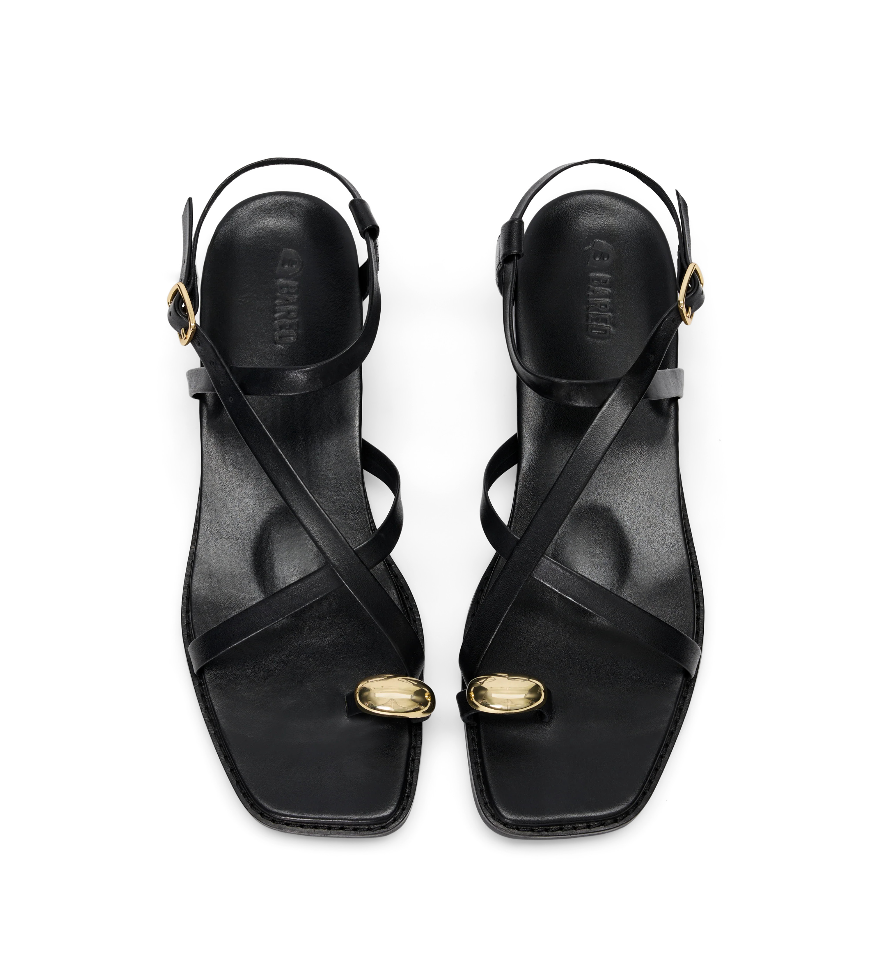 Syma Black Leather & Hardware Sandals | Bared Footwear | Bared Footwear