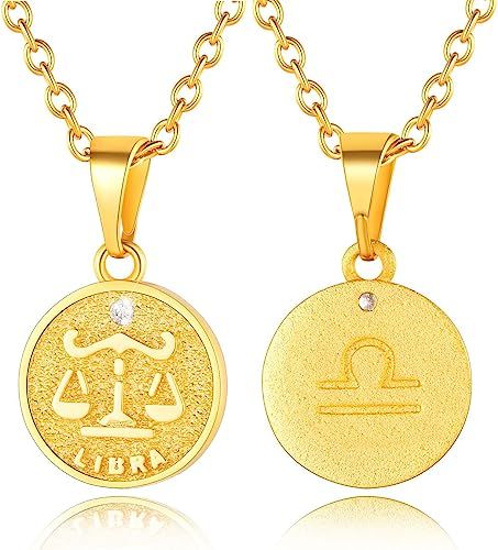 ChainsPro Women 12 Zodiac Sign Necklaces, Medallion Coin Pendant, with 18K Gold Plated Chain-18+2... | Amazon (US)