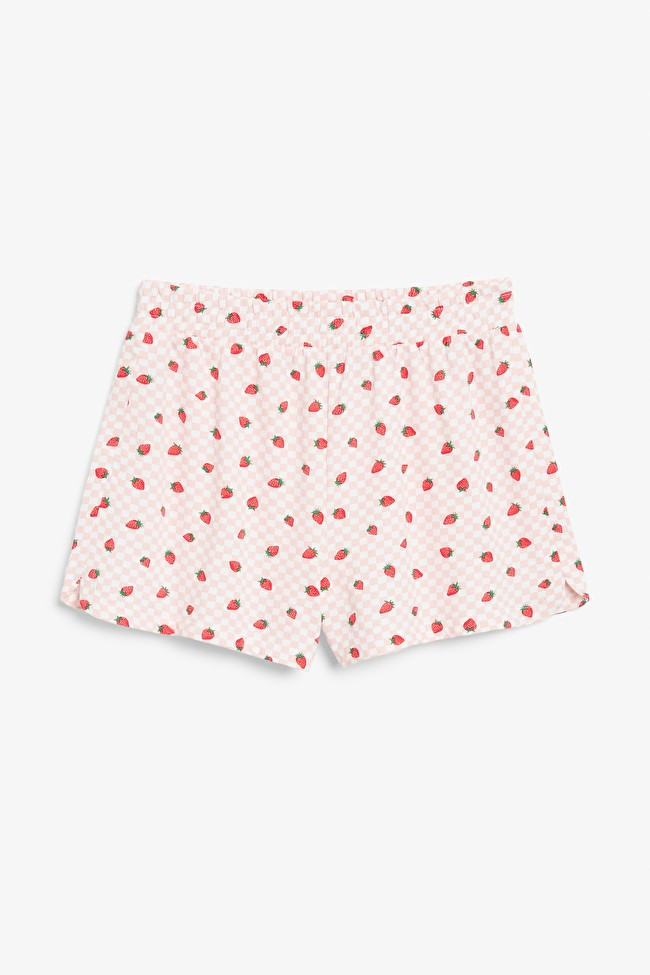 Checkered strawberry cotton shorts | Monki