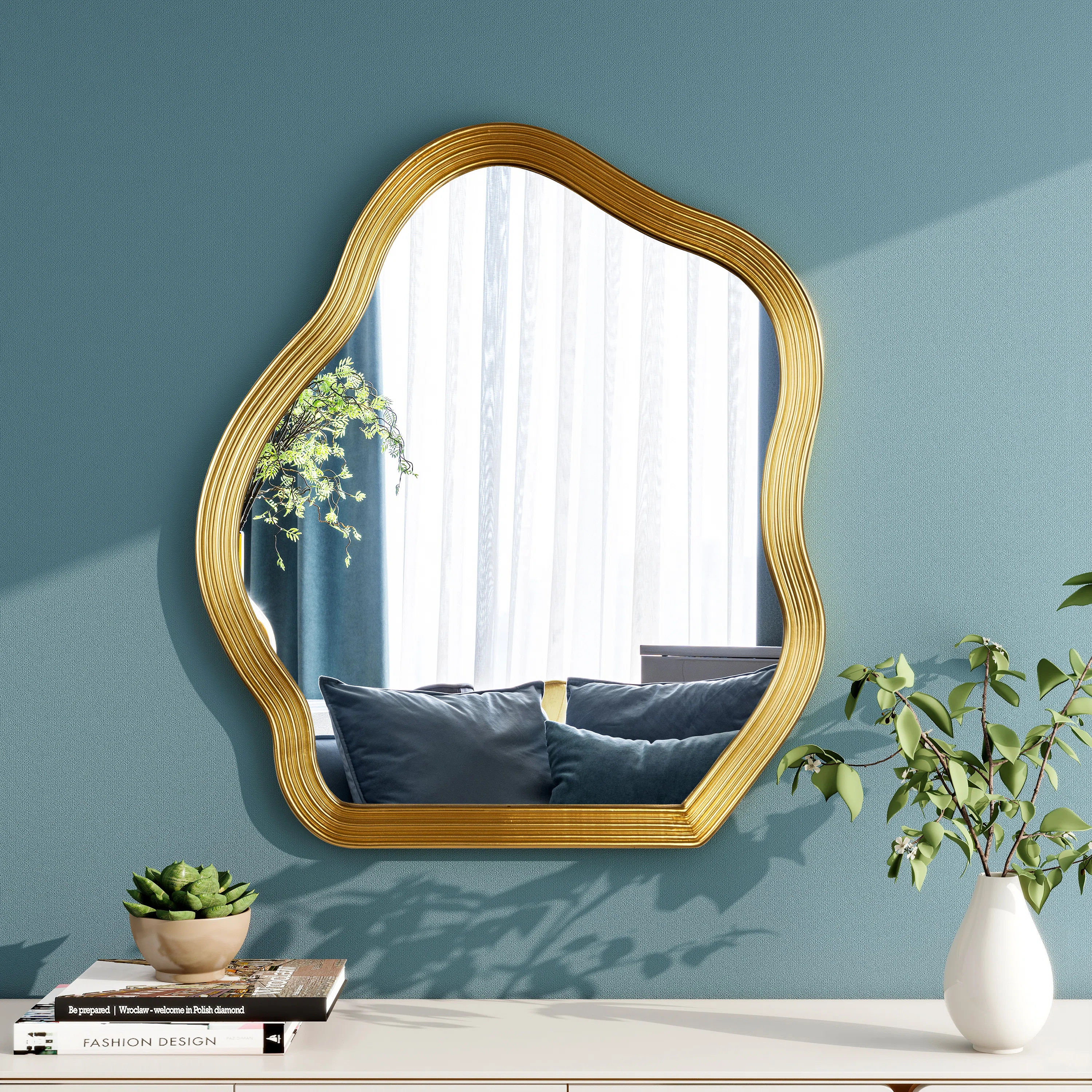 Hilberto Asymmetrical Cloud Shaped Wall Mirror | Wayfair North America