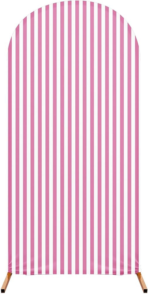 7.2ft Striped Arch Backdrop Cover, Pink and White, Vertical | Amazon (US)