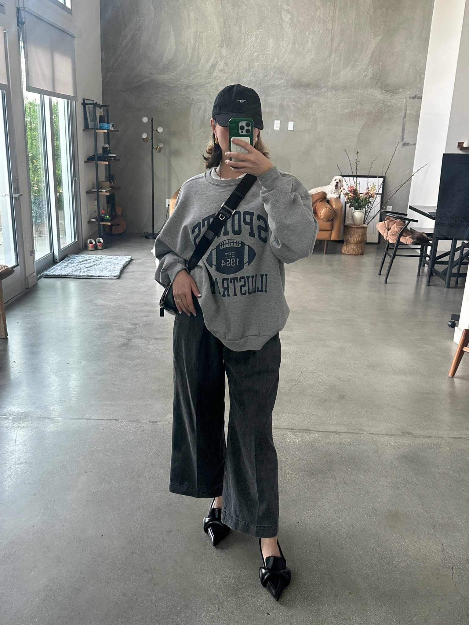 location scouting today for my husbands event. LA is about to have another storm so I wanted something warm and comfy. 5/7 items I’m wearing are my husbands - I love an oversized look. The kitty heels were very comfortable, and I was able to walk around in this entire outfit for 5 hours. The vintage Sports Illustrated sweater is incredibly comfortably. I’m slowly growing a very large collection of vintage sweaters, they are the most comfy. 

#LTKtravel #LTKU #LTKfindsunder100