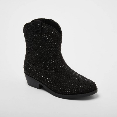 Girls' Bjorn Glitter Western Ankle Boots - art class™ Black 1 | Target