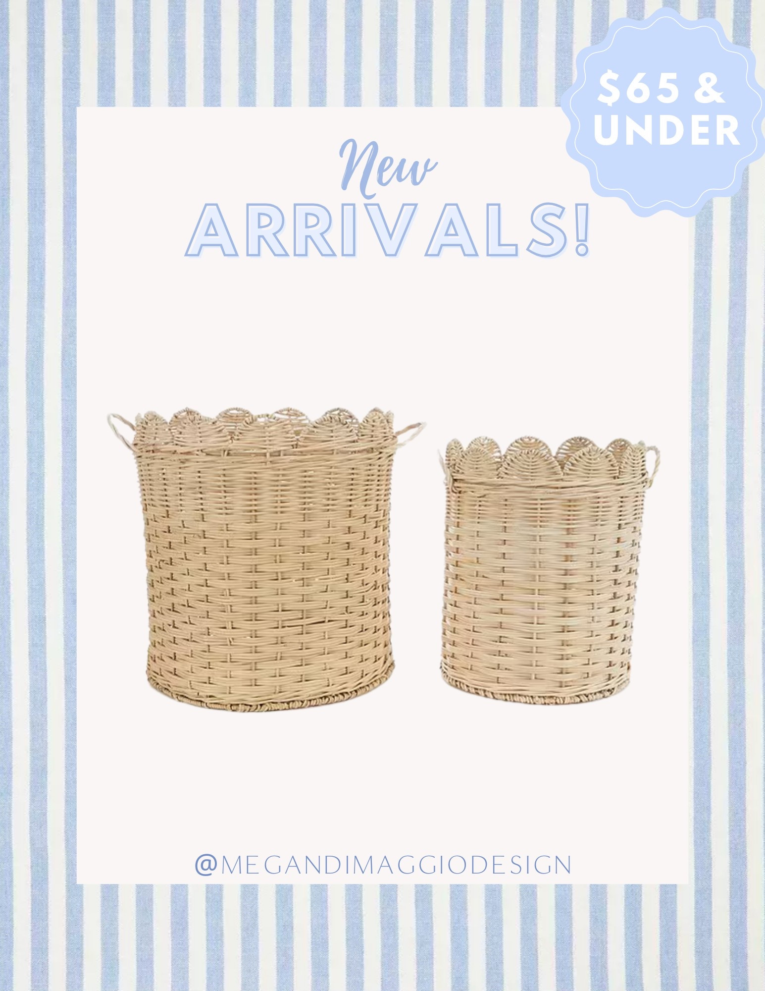Love these new wicker scalloped baskets!! And they’re such a great price!! Two sizes available 🙌🏻 Use as pretty storage anywhere around the house 🤍

#LTKFamily #LTKFindsUnder100 #LTKHome