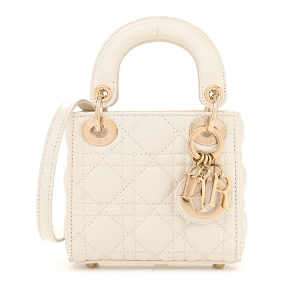 Lambskin Cannage Micro Lady Dior White | FASHIONPHILE (US)