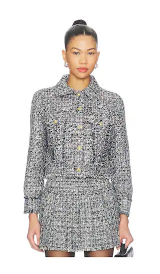 Chloe Cropped Boxy Jacket in Black & Off White | Revolve Clothing (Global)