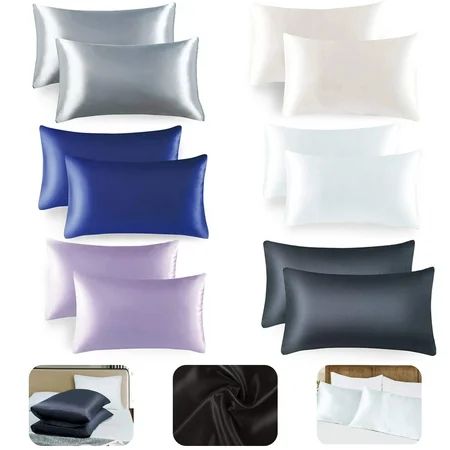 AAOMASSR Silk Satin Pillowcase for Hair and Skin -20x30 inches( Standard Size) Slip Pillow Cases Que | Walmart (US)