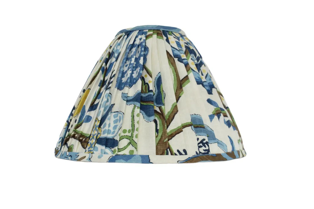 Blue Yellow Pleated Lampshade- Sconce Chandelier Shade -custom Made-to-order-floral Gathered Lamp... | Etsy (US)