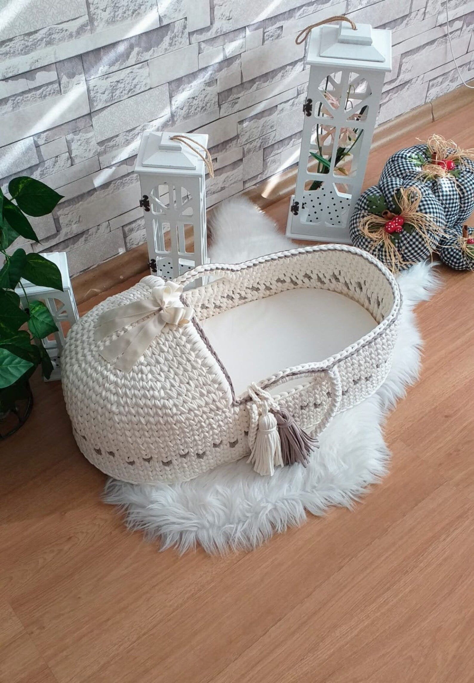 New Mom Gift Snow White Moses Basket Crochet Bassinet | Etsy | Etsy (US)