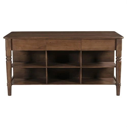 Vincent Updated Traditional Brown Acacia Wood Kitchen Island - 72" | Kathy Kuo Home