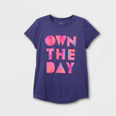 Girls' Short Sleeve 'Own The Day' Graphic T-Shirt - All in Motion™ Grape | Target