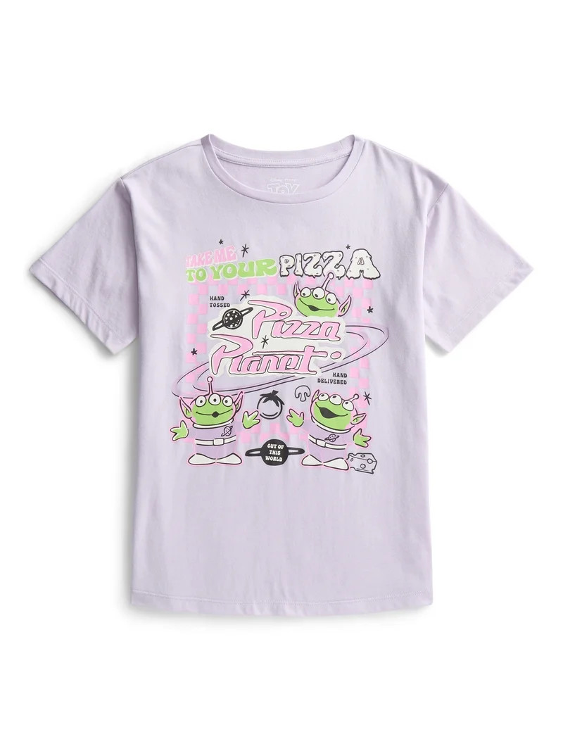 Toy Story Girls Take Me To Your Pizza Graphic T-Shirt with Short Sleeves, Sizes 4-16 | Walmart (US)