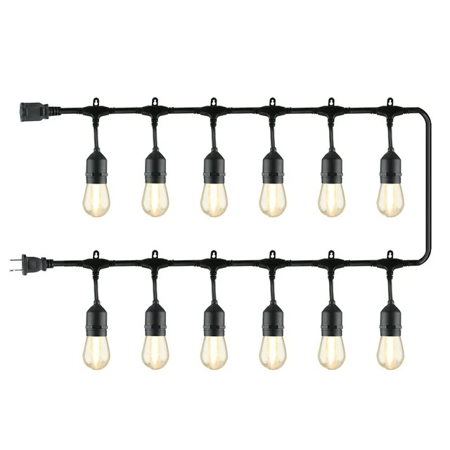 Better Homes & Gardens 24-Foot Outdoor Commercial String Lights, 12 Shatterproof LED Bulbs, Indoo... | Walmart (US)