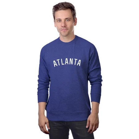 Daxton Atlanta Sweatshirt Athletic Fit Pullover Crewneck French Terry Fabric Denim Sweatshirt White  | Walmart (US)