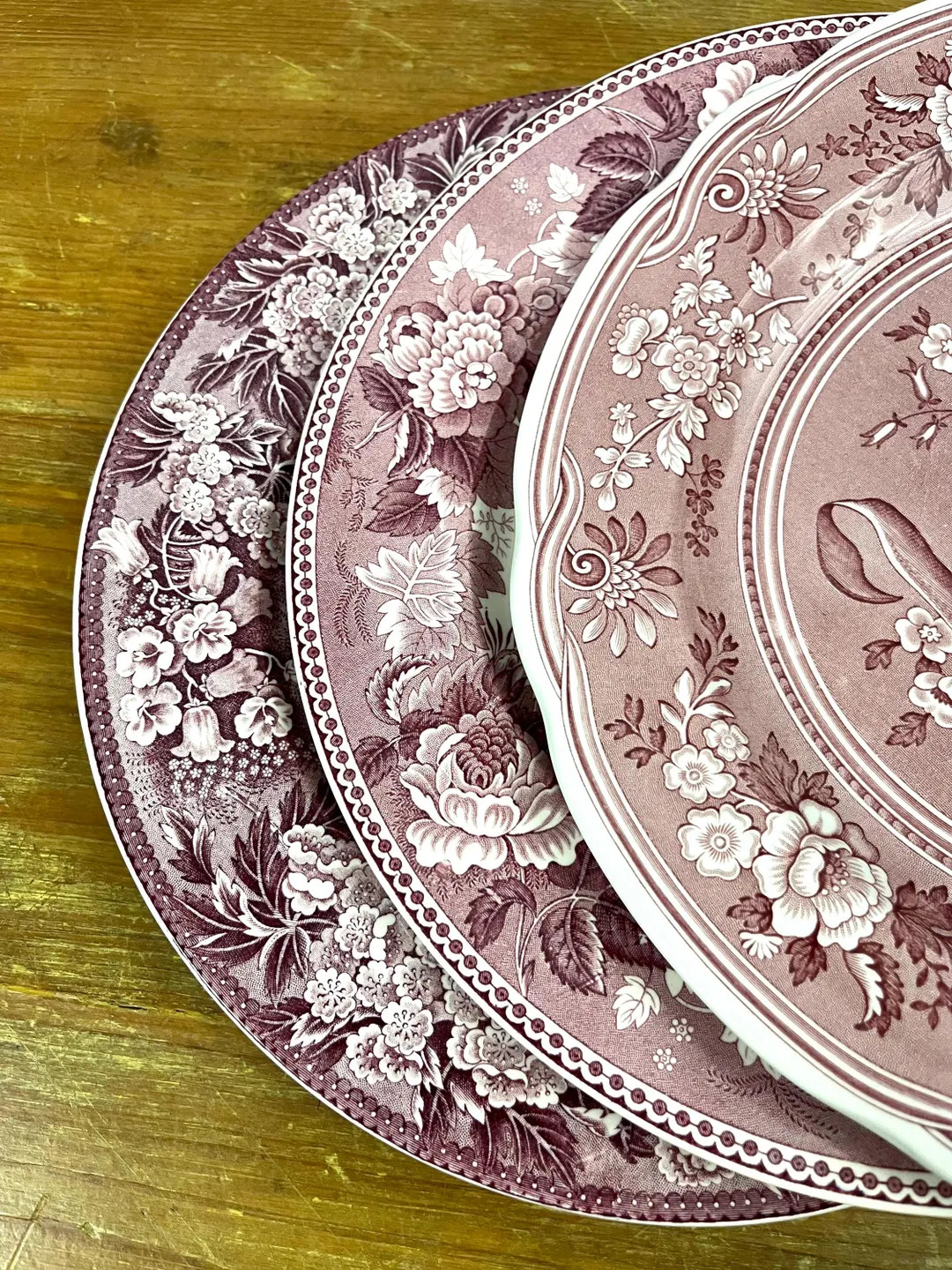 Vintage Lavender & Pink Transferware Dinner Plates Mix and Match Set of 3 Plum Washington Elm and... | Etsy (US)