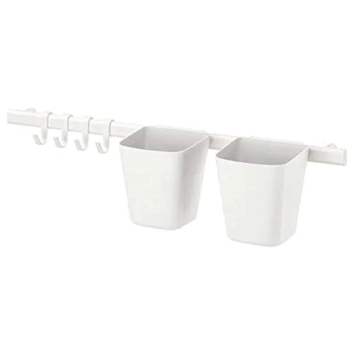 IKEA SUNNERSTA Rail with 4 Hooks and 2 containers, White | Amazon (US)