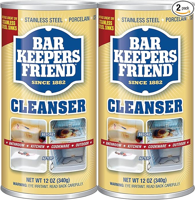 Bar Keepers Friend Powder Cleanser (2 x 12 oz) Multipurpose Cleaner, Stain & Rust Remover for Bat... | Amazon (US)