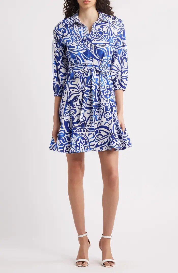 Halogen® Collar Tie Waist Long Sleeve Dress | Nordstrom | Nordstrom