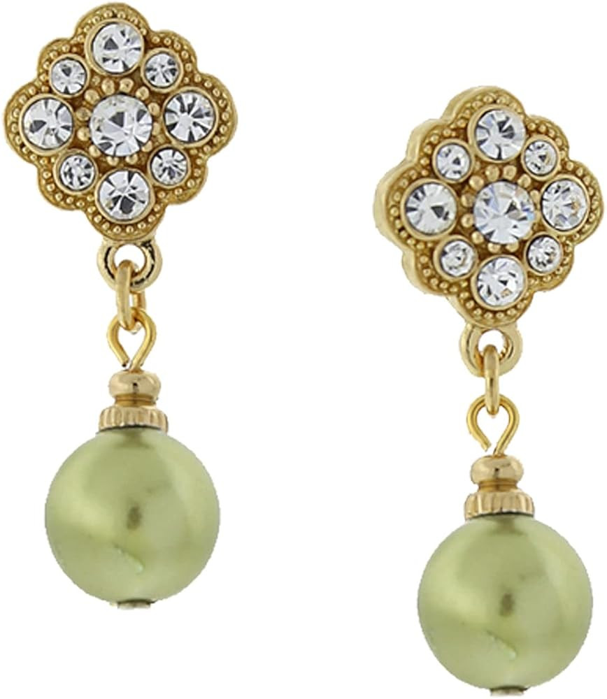 1928 Jewelry Women's Bridal Simulated Faux Pearl And Crystal Drop Earrings | Amazon (US)