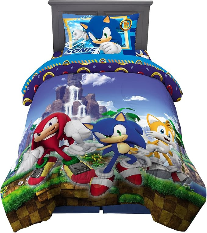 Franco Kids Bedding Super Soft Comforter and Sheet Set, 4 Piece Twin Size, Sonic The Hedgehog, An... | Amazon (US)