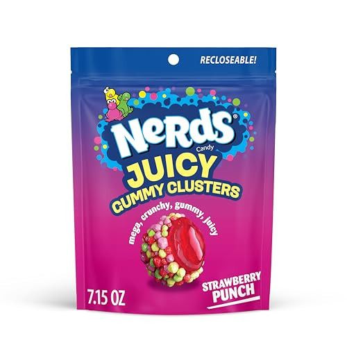 NERDS Juicy Gummy Clusters, Strawberry Punch, Juicy and Gummy Candy, 1 Stand Up Bag, for Snacking and Sharing, 7.15 oz | Amazon (US)