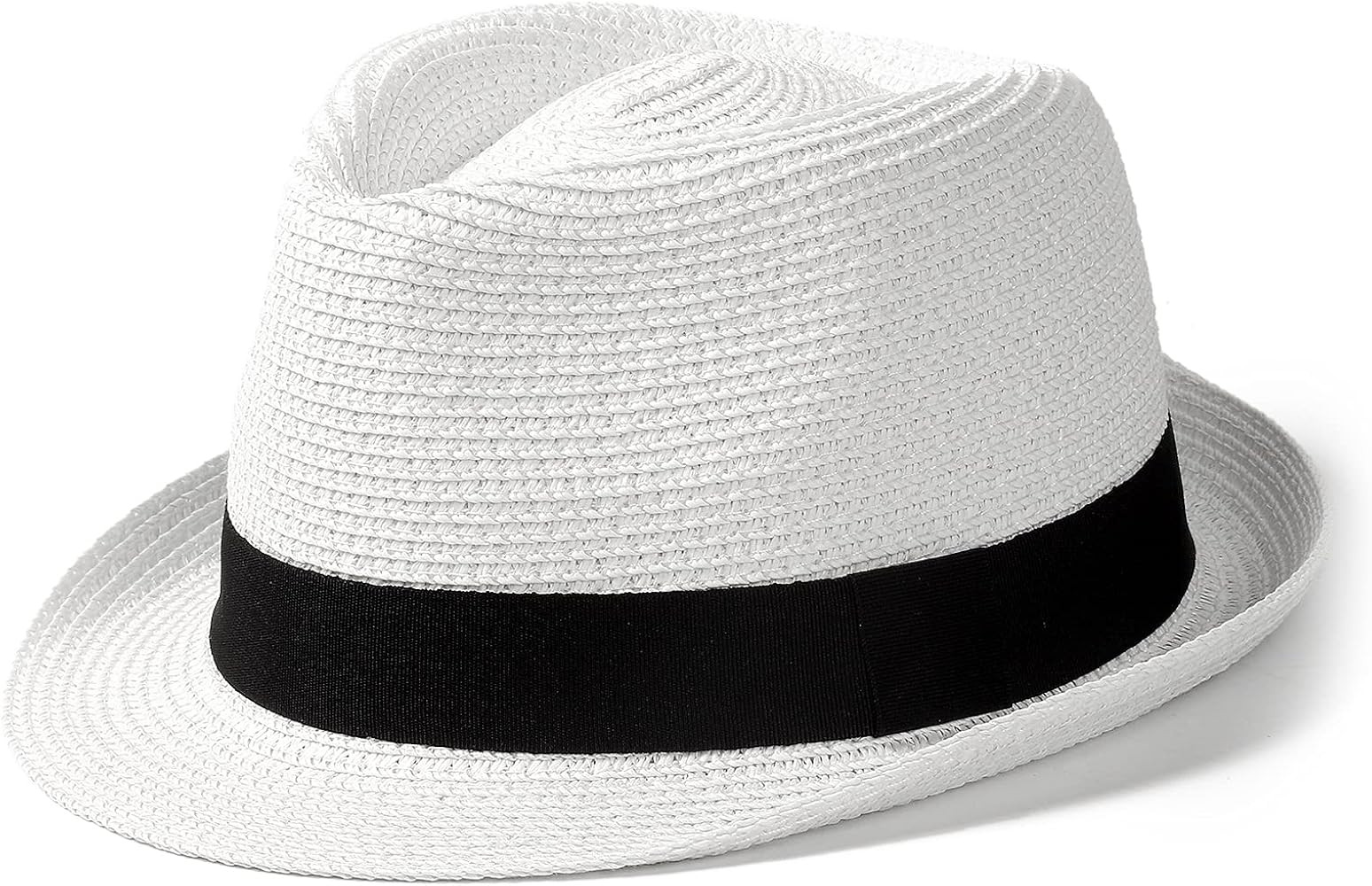 Womens Straw Hat Short Brim Panama Fedora Beach Sun Trilby Hat for Vacation Gentlemen Roll Up Summer | Amazon (US)