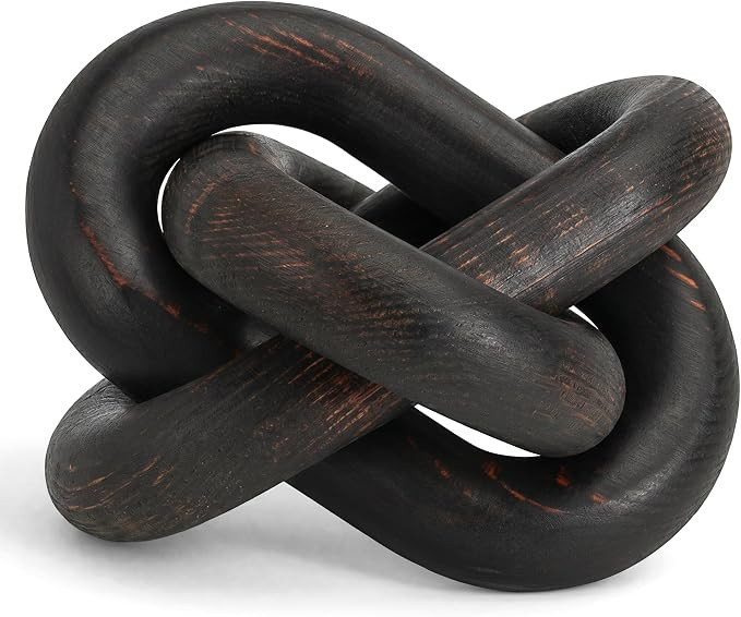 Pine Wood 3 Link Wood Knot Decor for Coffee Table and Room Decor, Oldblack | Amazon (US)