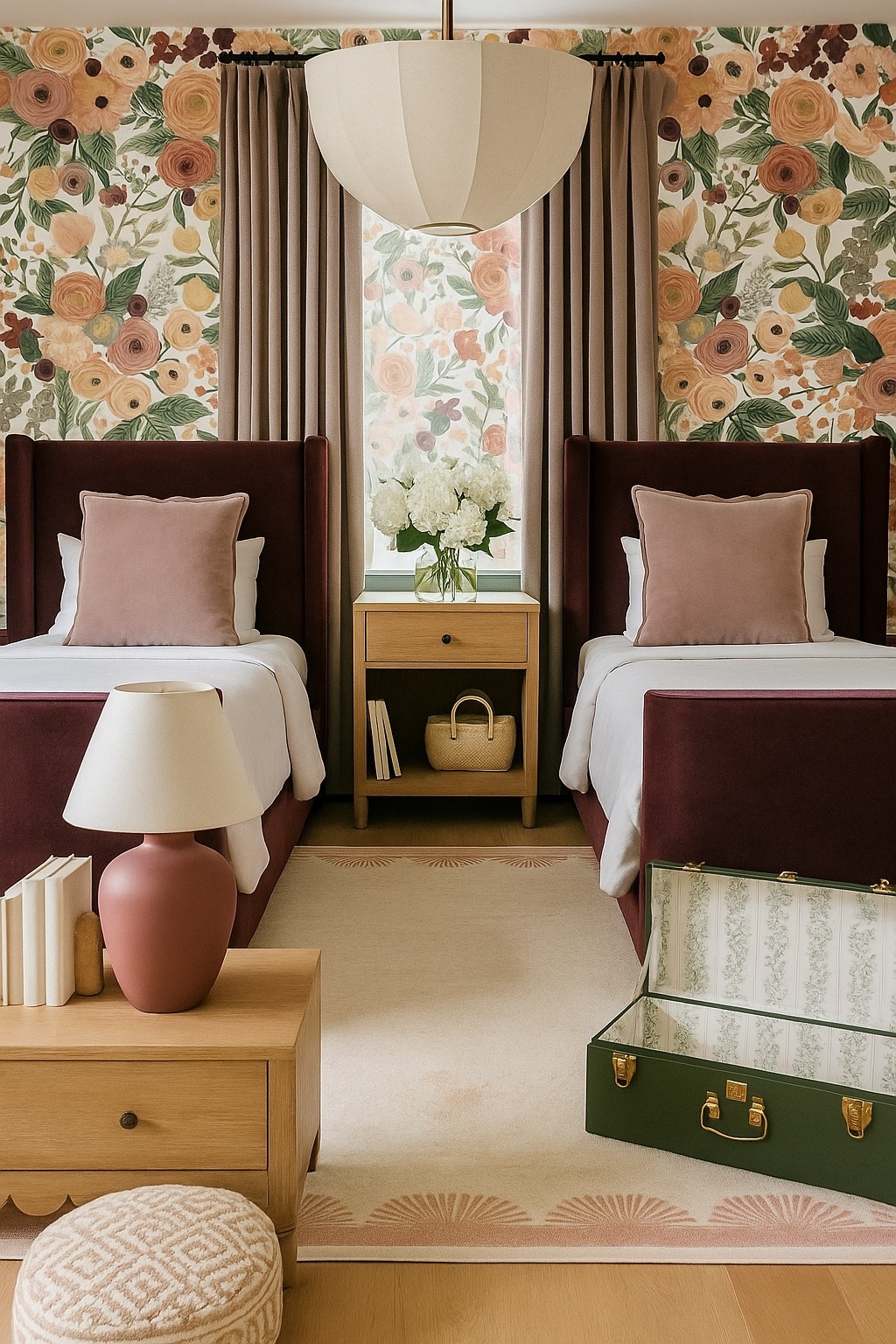 Girls bedroom, bedroom, girls room, big girl room, burgundy, burgundy bedroom, wallpaper, rifle paper wallpaper, two twin bed, moody bedroom, kids room, lake house, moody

#LTKHome #LTKStyleTip